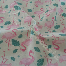 34cm Pink Flamingo on Mint Polycotton