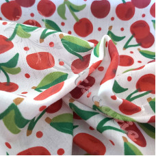 Cherries on White PolyCotton