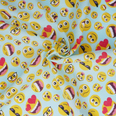 Emoji Blue Polycotton